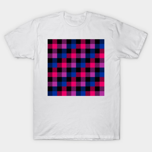 Bi Flag Plaid Pattern T-Shirt by Gedwolcraeft